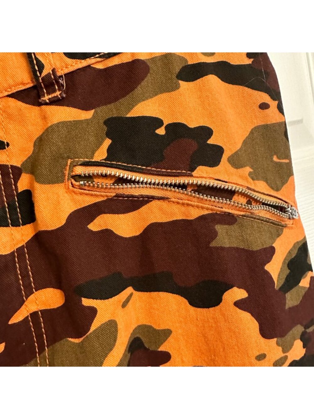Camo Cargo Jogger Pants Orange Brown Camouflage Utility Streetwear Size XL Retro - Picture 5 of 10